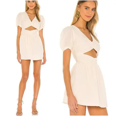 Majorelle Powell Cut Out Mini Dress Short Sleeve in Linen Pink Sand Women’s S