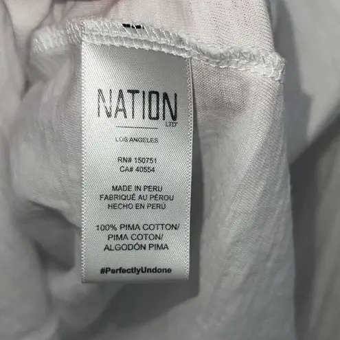 Nation Ltd Womens Puff Sleeves V-Neck Slub Pima Cotton Long Sleeve Top White XS