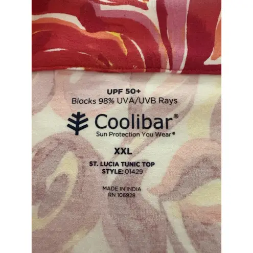 NWT Coolibar St. Lucia Tunic Top Size XXL Pink Floral Sun Protective UPF 50+