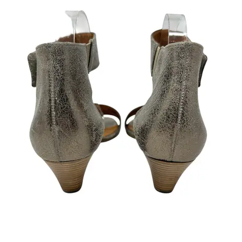 Paul Green Coco Leather Ankle Strap Sandal Heels Smoke Metallic Size 6 US 8.5