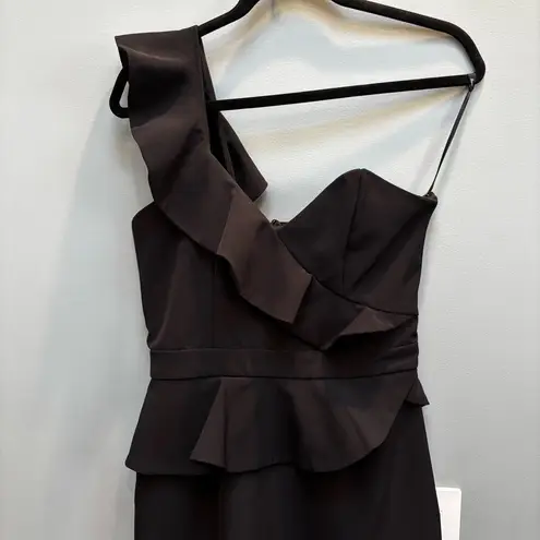 Bardot Camellia One-Shoulder Cocktail Sheath Dress in Black 6 / S