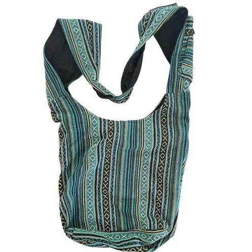 Royal Collection Hippie Hobo Bag Lotus Flower Crossbody Shoulder Bag Bohemian Blue