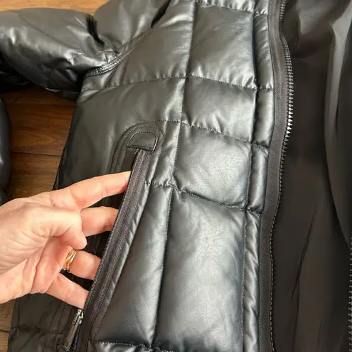 Emporio Armani Jeans Womens Black Hooded Duck Down Puffer Coat Jacket Size Large