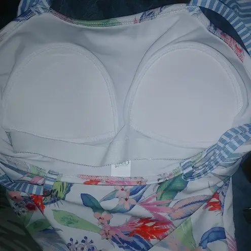 Oasis  M White Tropical One Piece Swim Suit New!