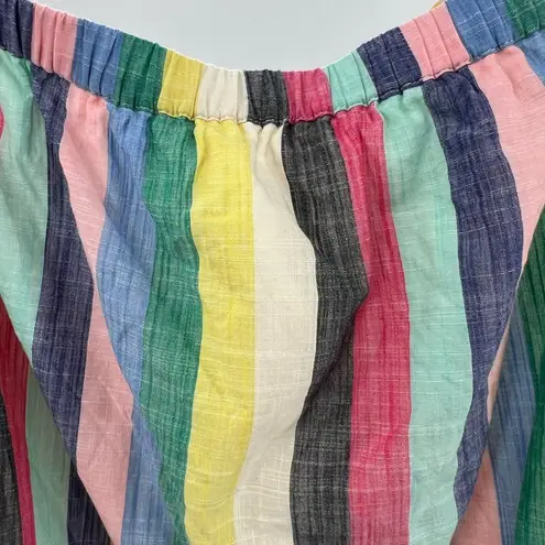 J.Crew  lined striped ruffle tank dress cotton colorful vacation 14 cruise mini