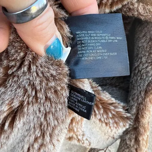 Bernadino Collection suede leather faux fur lined penny lane style trench coat Brown Size L