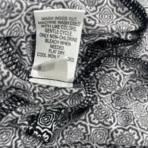 Dana Buchman Women's Grey White Printed Twist Front Asymmetrical Midi Dress Sz L