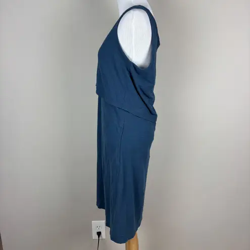 Toad & Co Paintbrush Tank Dress Womens Medium Blue Organic Cotton Knit Layered M