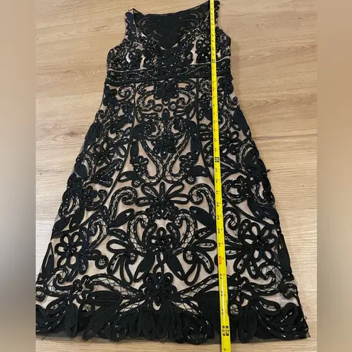 Sue Wong Nocturne Black Lace Beaded Evening Cocktail Dress Size 2