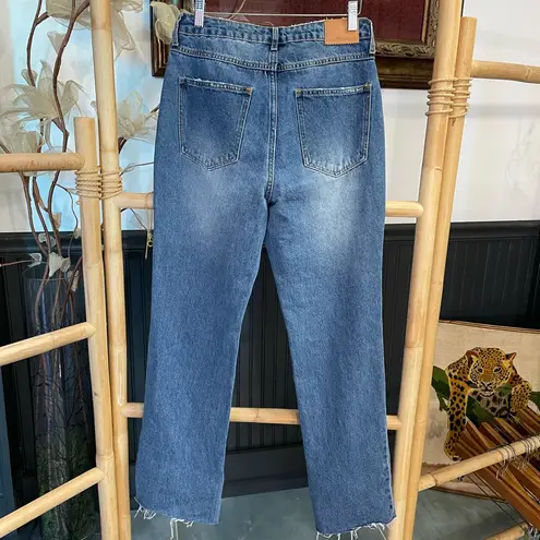 Avec Les Filles NWT High Waisted Mom Jeans Distressed Raw Split Hem - Sz 28 ๐งก๐