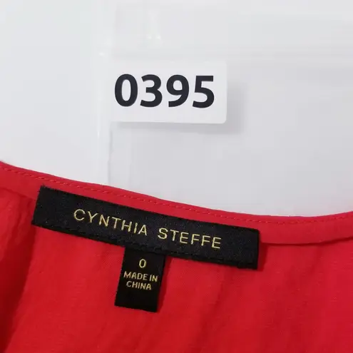 Cynthia Steffe Sateen Ruffle Scoop Neck Blouse