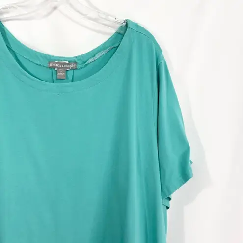 Jessica London 30W 32W Top 3X Green Short Sleeve Tee Swing Trapeze A Line 790