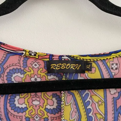 Reborn Multicolor Long Sleeve Midi Dress Size XL Pink