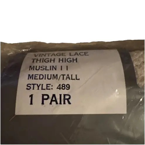 Donna Karan Muslin Lace Top Thigh High Stockings M/Tall Stayup DKNY Vtg 1994 Y2K