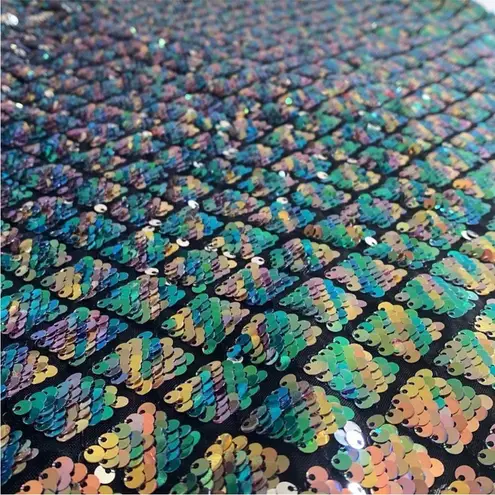 Topshop  Mermaid Sequin Mini Dress Iridescent Metallic Shiny Gold Rainbow Sz 8