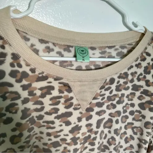 Honeydew Velour Sweatshirt Natural Leopard Tan Size XL