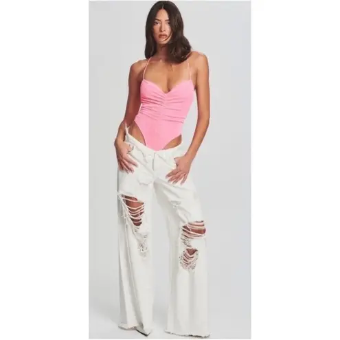 NWT SER.O.YA Ollie Distressed WideLeg Jeans White Sz 27 $275