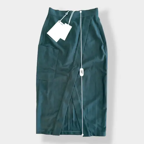 By YOOX Green Wrap Midi Skirt Italy NWT Size 38 US 2