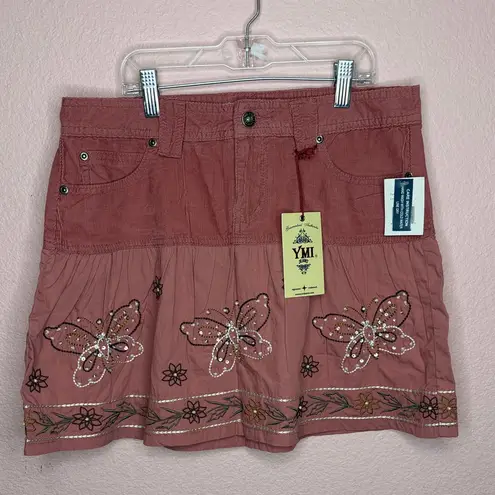 Ymi Skirt Embellished Butterfly Cotton Corduroy Dusty Pink. Size 5