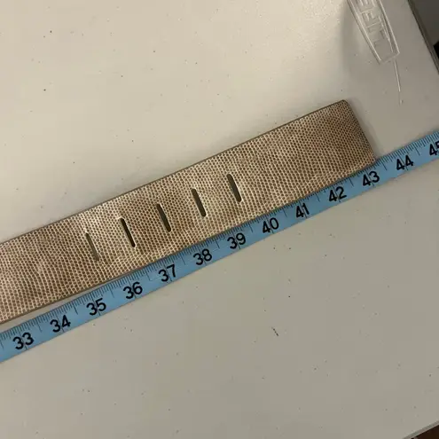 Tan Beige Textured Vegan Leather Wide Golden Buckle Belt Size Large