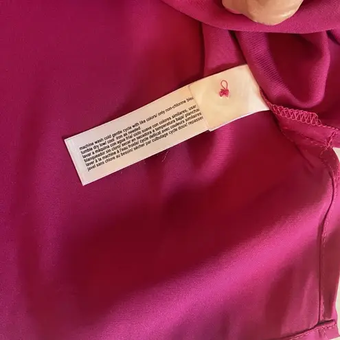 Eloquii Women's Plus Size 22 Kimono Sleeve Top Fucshia Keyhole Satin NWT Fuschia