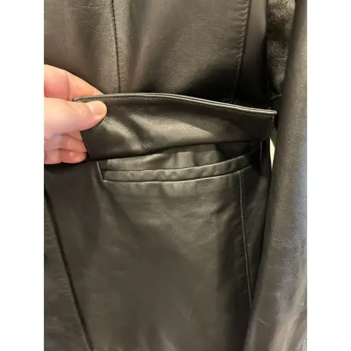 Gap ‎ Black Leather Jacket Button Front Flap Pockets Women’s Size M