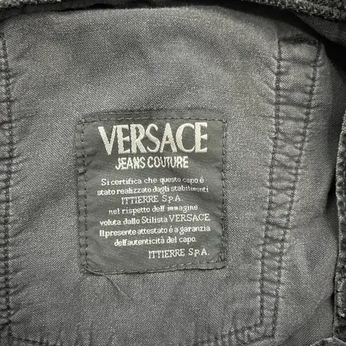 Versace Vintage  Jeans Couture Charcoal Gray Velvet Tapered Jeans size 31 / 44