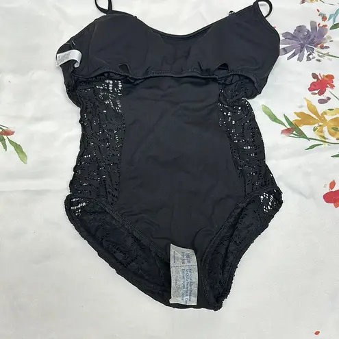Time and Tru Black One Piece Swimsuit Sleek Design Size L