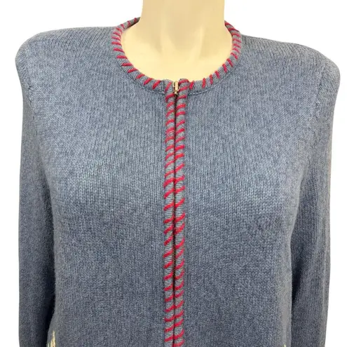 Breckenridge Vintage Woman 1X Blue Embroidered Cardinal Tree Cardigan