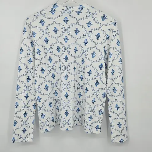 Hill House the Ivy Sleep Tee Long Sleeve Organic Cotton in Blue Trellis NWT XS