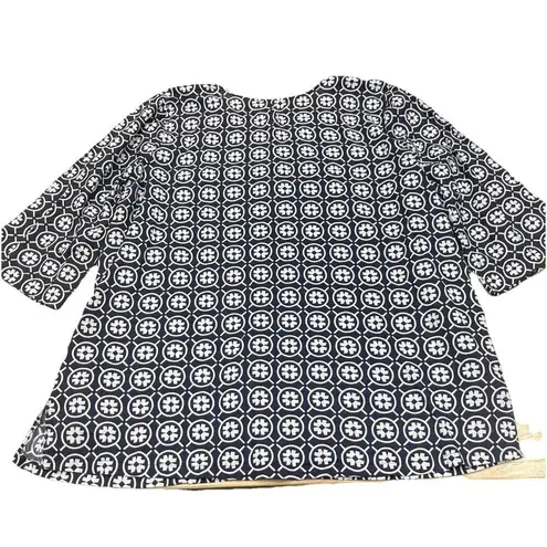 Woman Within Tunic Top Women’s 1X 22/24 Black White Embroidered Boho Cottagecore