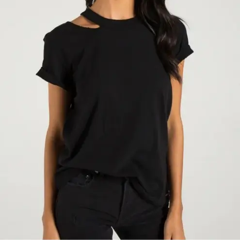 n:philanthropy Harlow BFF Distressed Short Sleeve Tee in Black