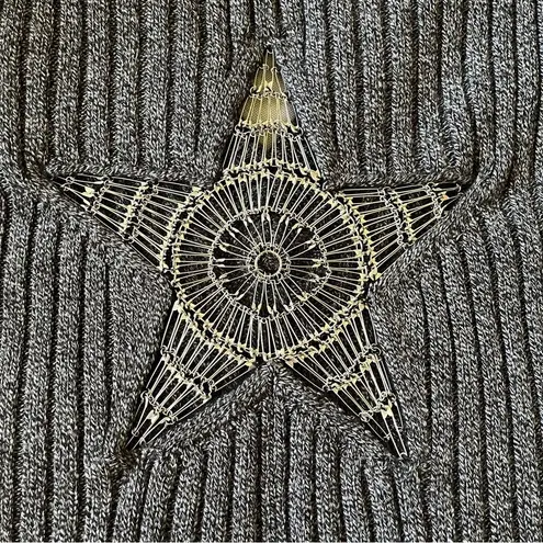 Alexander Wang safety pin star chunky rib knit wool v-neck tunic sweater