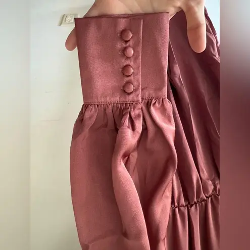 NEW! Dress Day Satin Pink Jumpsuit with One Off Shoulder Mauve Small