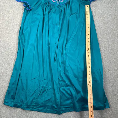 Vanity Fair Vintage Floral Embroidered Mumu Robe Nightgown Women's Medium V-Neck