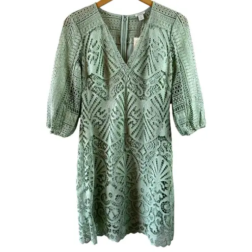 NWT Sundance Charleston Seafoam Green Lace Overlay Dress Women's Size 6