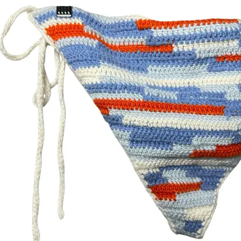 Sea New York Crochet Bikini Bottom Blue/Orange Cream Wool Large Cottagecore Boho Blue