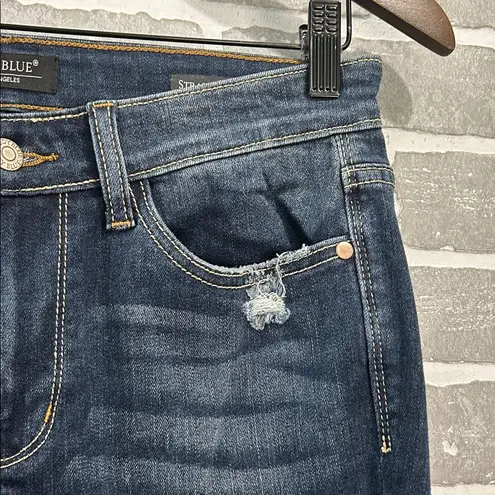 Judy Blue Dark Blue Distressed Straight Leg Jeans Womens Size 7/28 NWOT