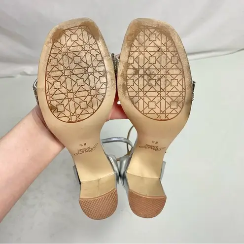 Badgley Mischka Jewel Silver Rhinestone Heels Shoes Size 8.5