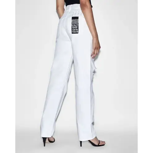 Ksubi Playback Blanc Sliced Jeans Size 32 White Super High Rise Relaxed Leg