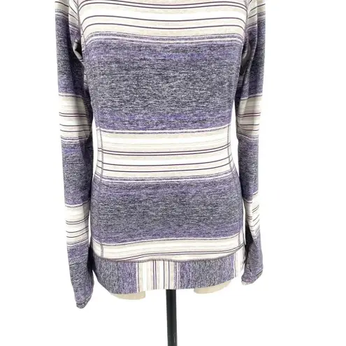 Lululemon  Race Your‎ Pace Long Sleeve Osaka Stripe Heathered Black Grape Size 6