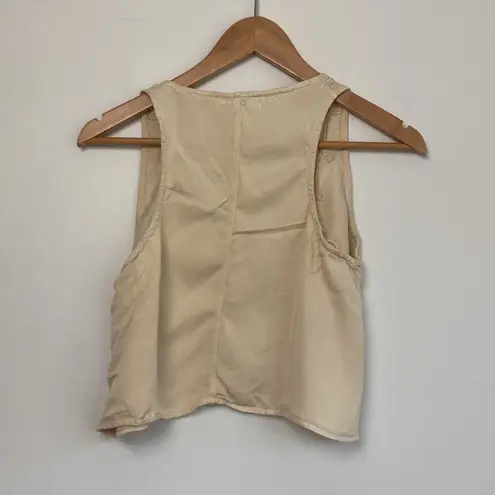 Free to Fly| Cream Colored Cropped Embroidered Tank Top Tan Size undefined