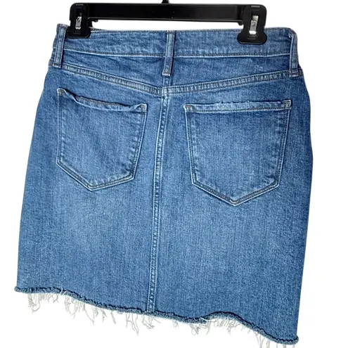 Old Navy  Denim Short Skirt Button Front Frayed Hem Blue Womens Size 2 Distressed