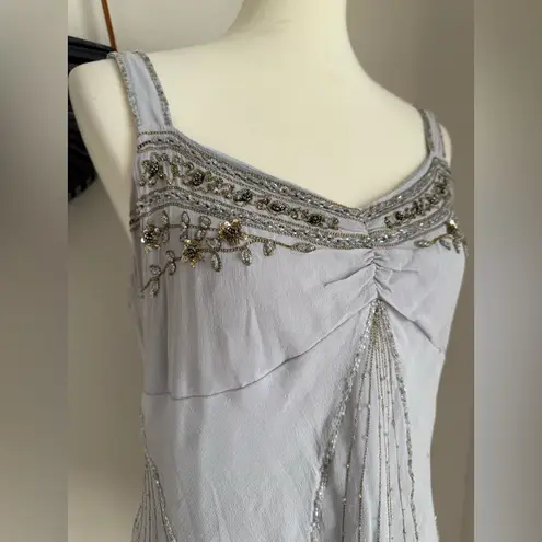 Alain Weiz Beaded Silk Camisole, Size 16 Gray