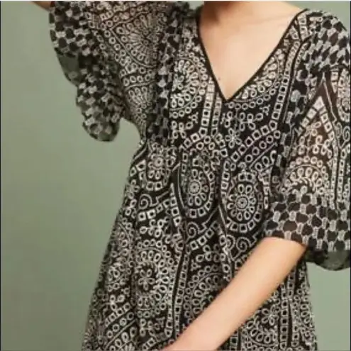 Akemi + Kin Anthropologie Brooke Eyelet Swing Dress by  Black Embroidered SZ 0