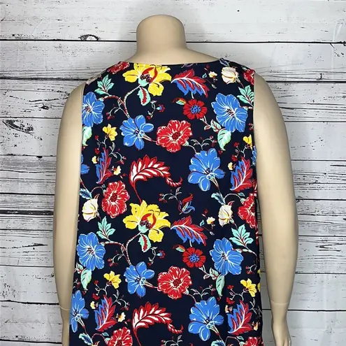 Jessica London Size 20W Floral Print Scoop Neckline Tank Top Blouse