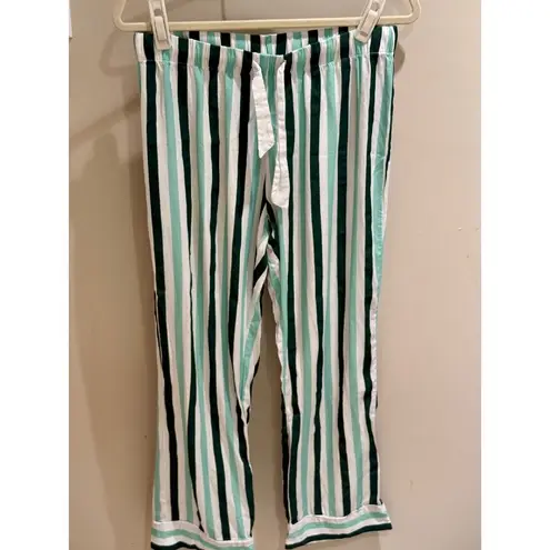 Katie Kime Striped Pajama Top Short Sleeve Set Small Green