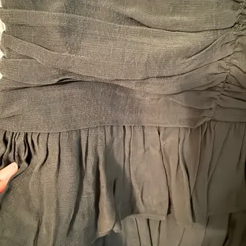 ZARA Hunter Green Mini Skirt Ruffle Rouched Size Small