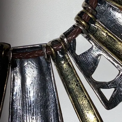 Vintage Abstract Enamel Bib Necklace Black