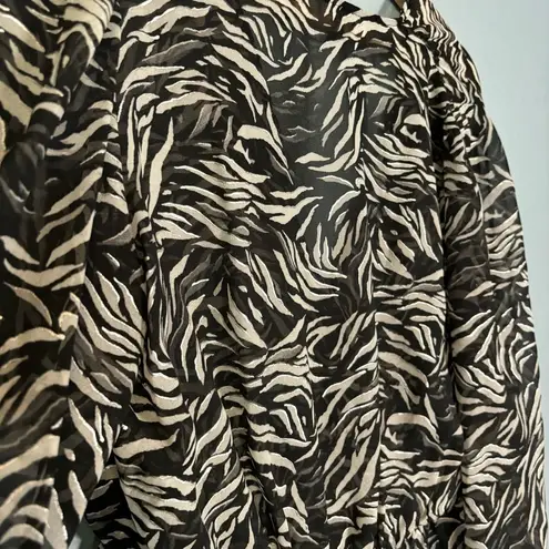The Kooples Flowing Black and White Zebra Print Sheer V Neck Blouse Size Medium